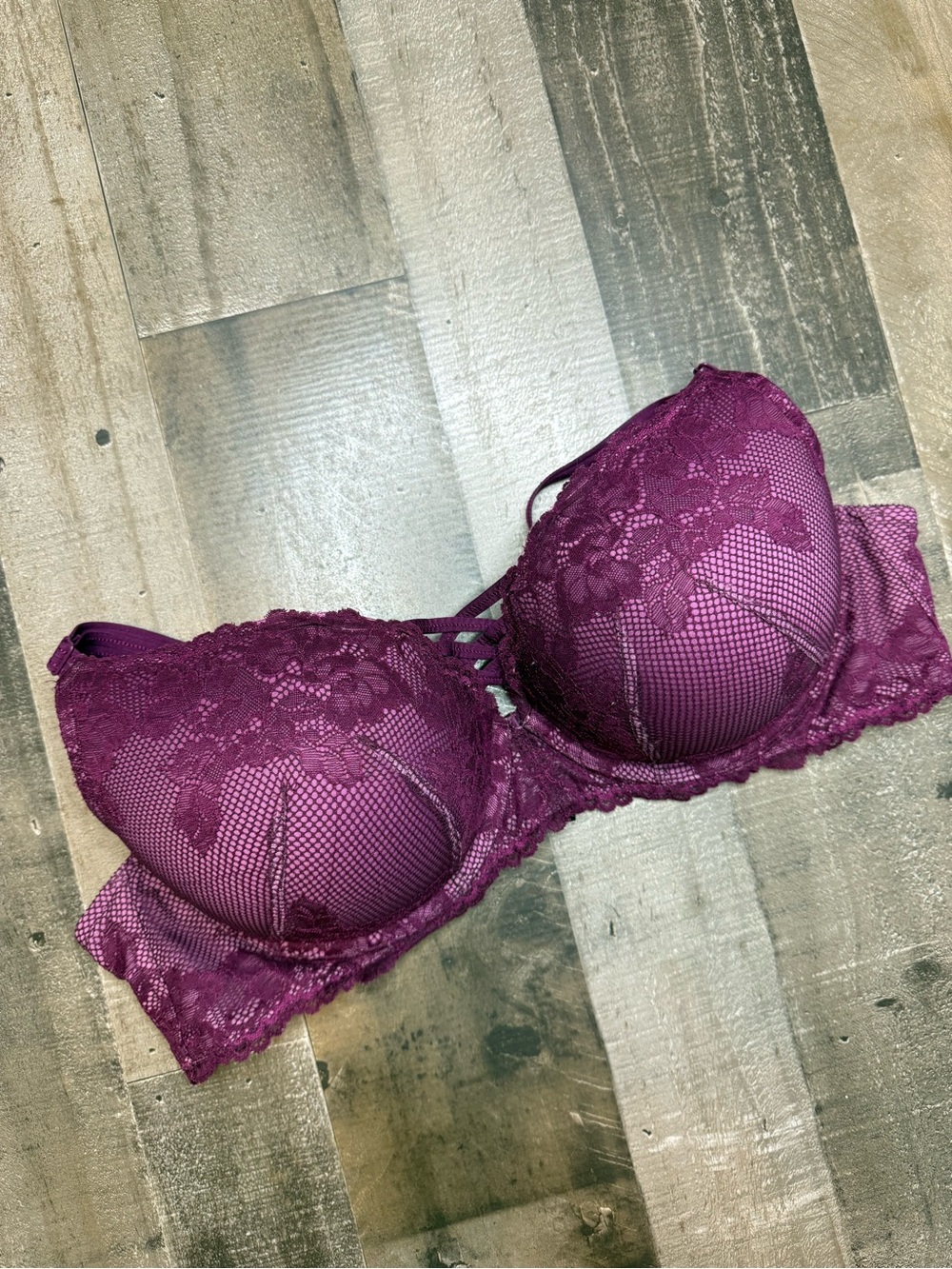 Torrid Curve Purple Floral Lace Push-Up Plunge bra 44C